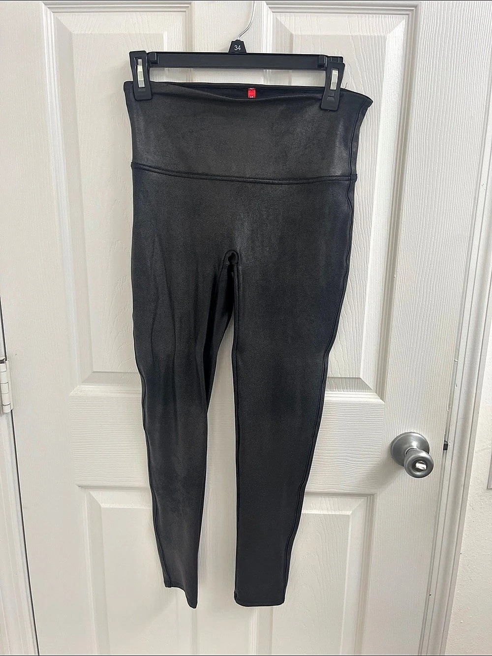 SPANX Faux Leather Leggings Black Waist Large